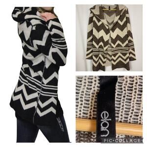 Elan Chevron Hooded Cardigan Sweater Size S